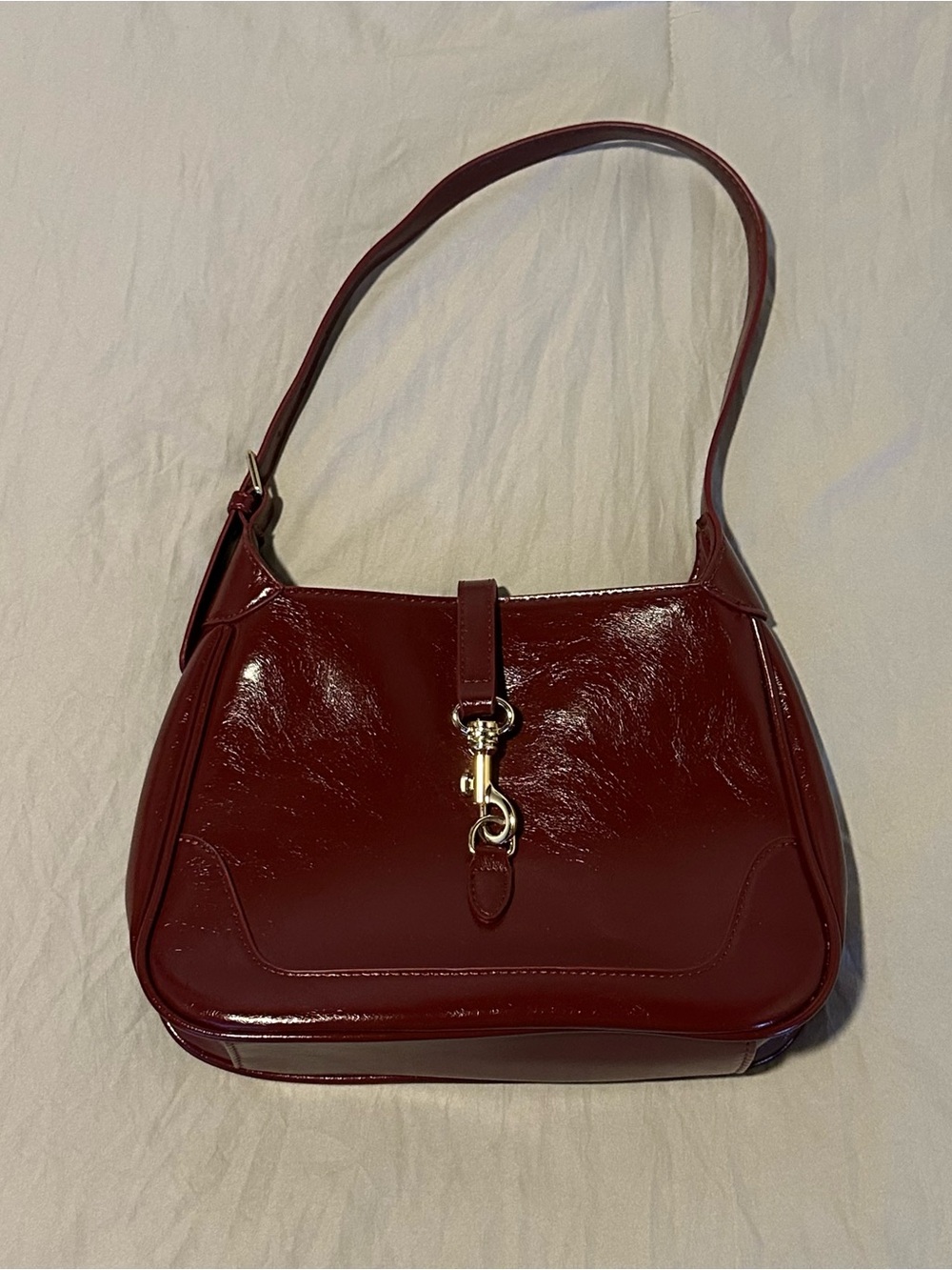 Patent Leather Burgundy Red Shoulder Bag